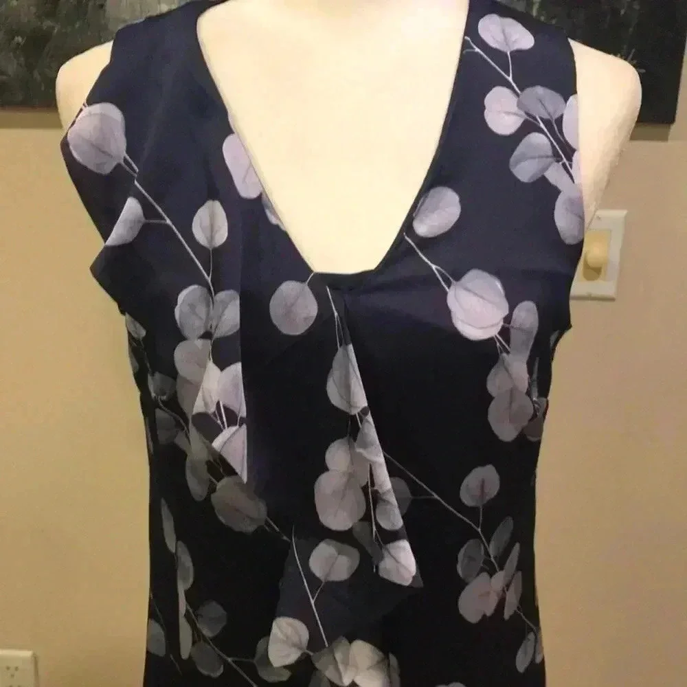 Banana Republic Floral High-Low Ruffle Front Sleeveless Dress-Size 6